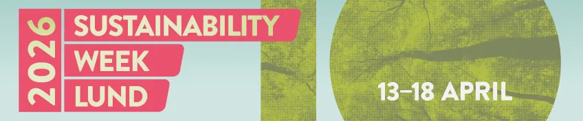The Sustainability Week official logo in pink, green and light blue. Graphic design.